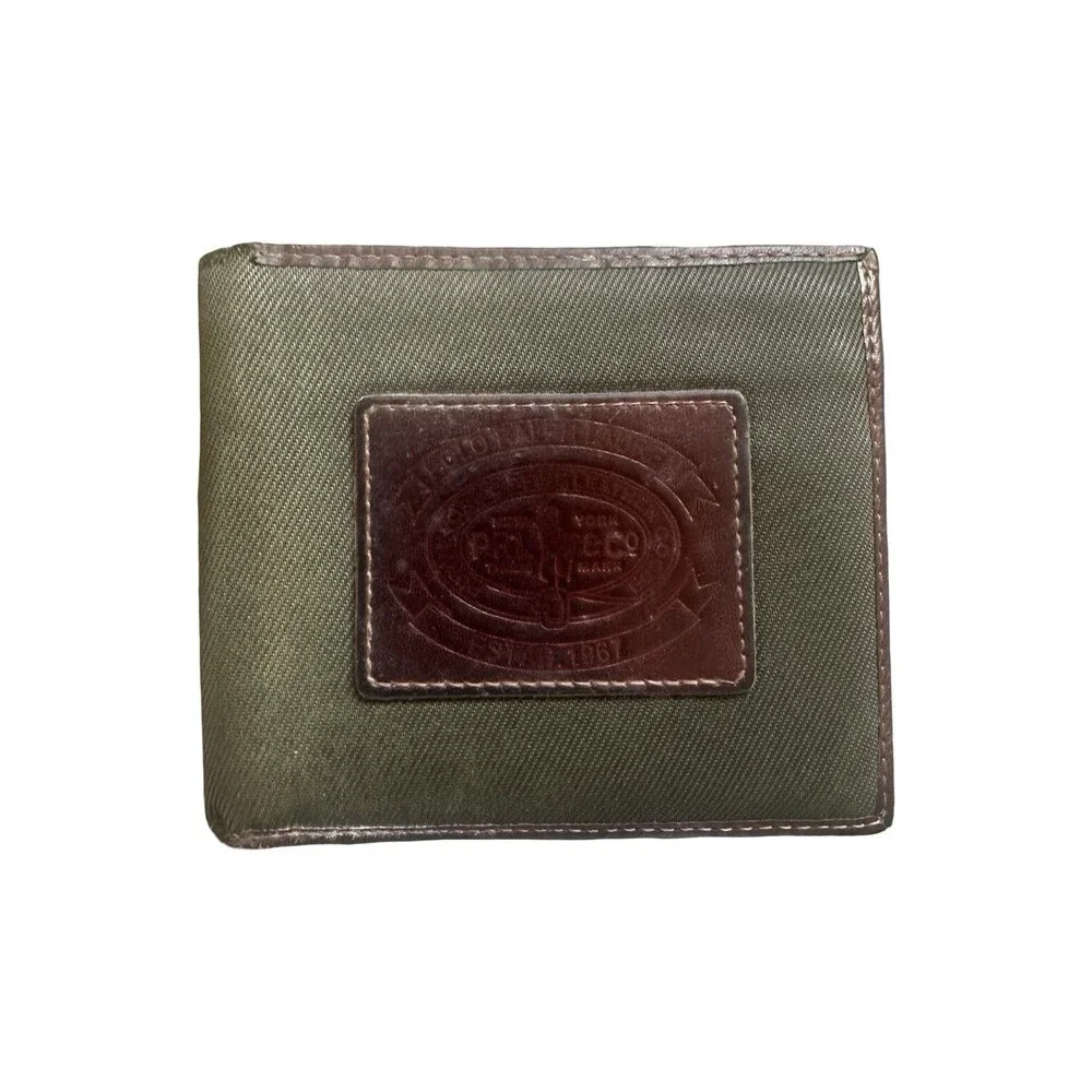 Polo Ralph Lauren Heritage Wallet olive-drab ballistic nylon brown leather trim